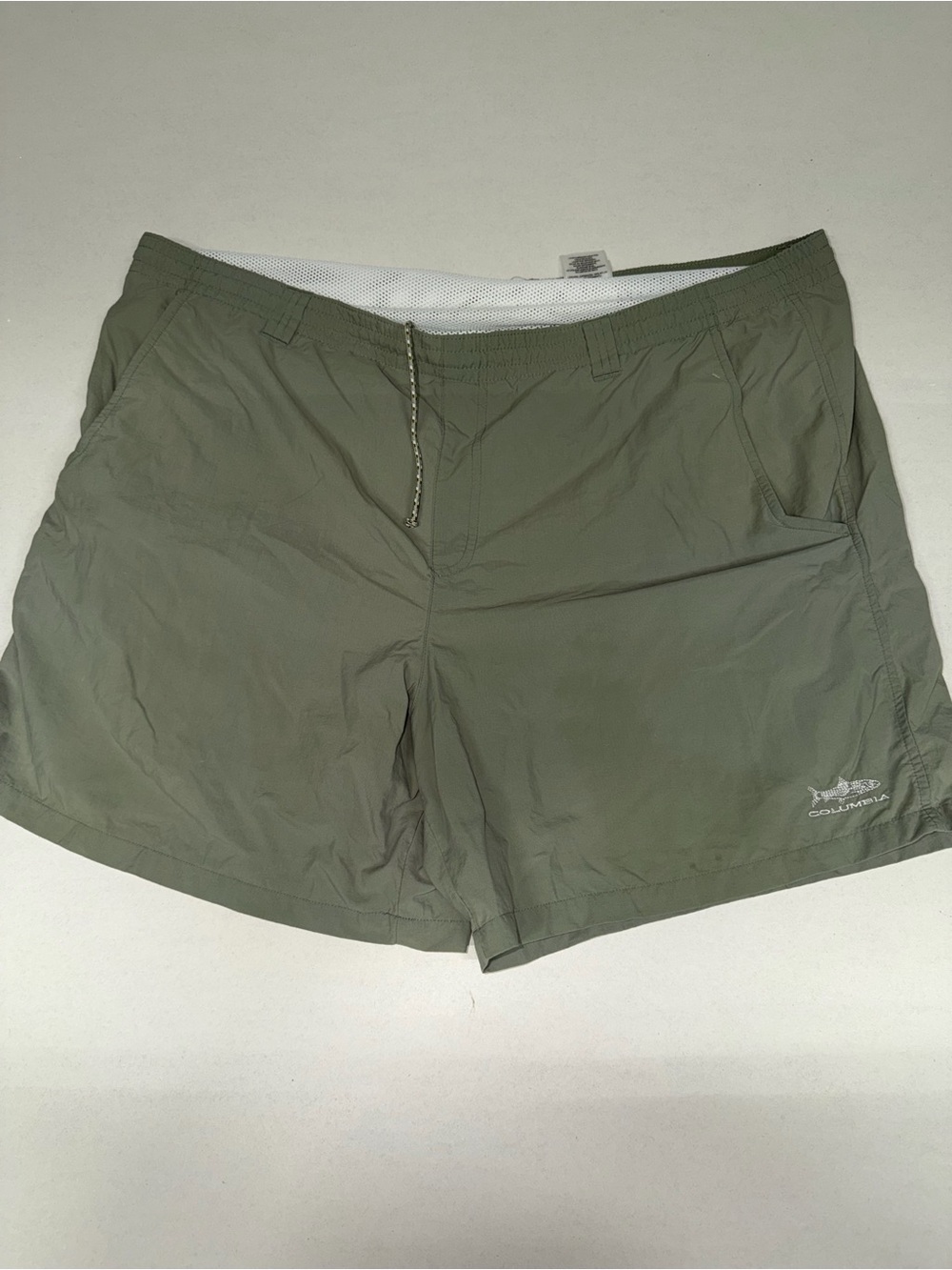 Columbia Mens Outdoor Drawstring Shorts — Olive Green Size Large